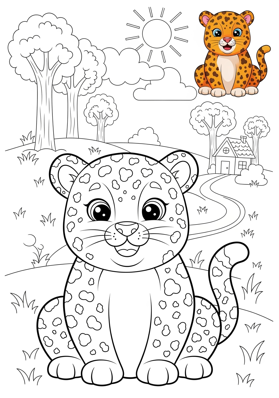 medium animals Mammals (Various) leopard kids coloring page 1