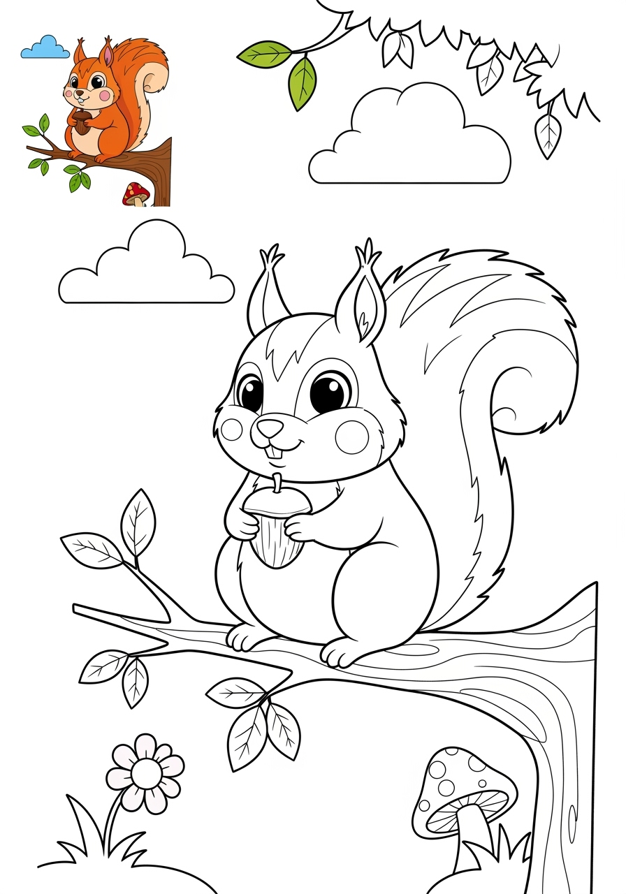 medium animals Mammals (Various) squirrel kids coloring page 0