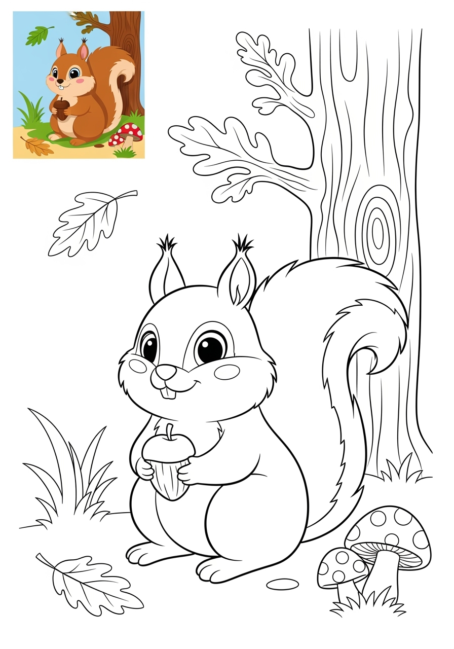 medium animals Mammals (Various) squirrel kids coloring page 1