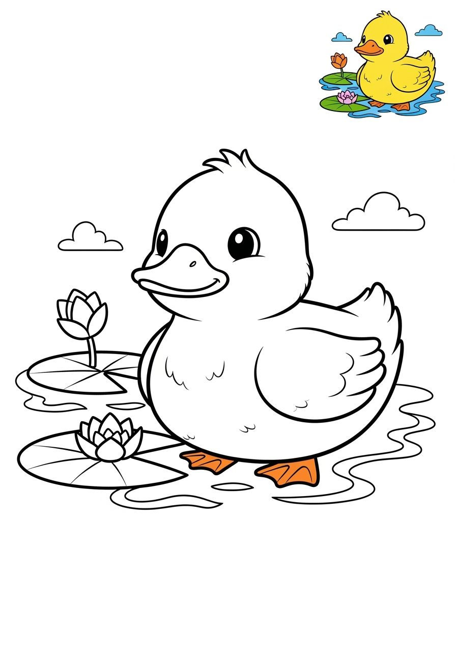 medium animals Birds duck kids coloring page 0