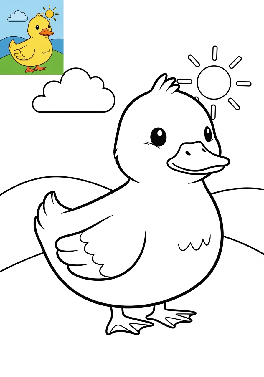 medium animals Birds duck kids coloring page 1