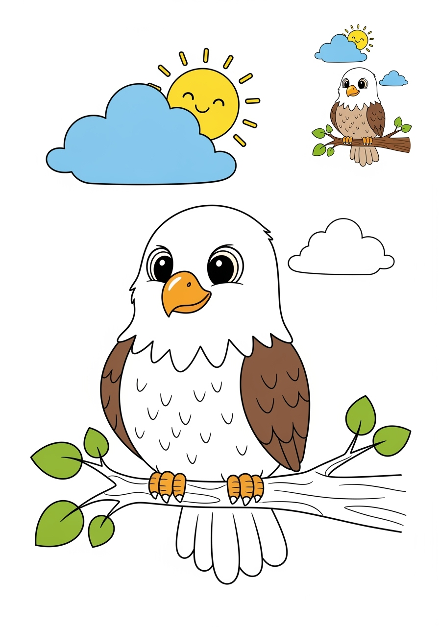 medium animals Birds eagle kids coloring page 0