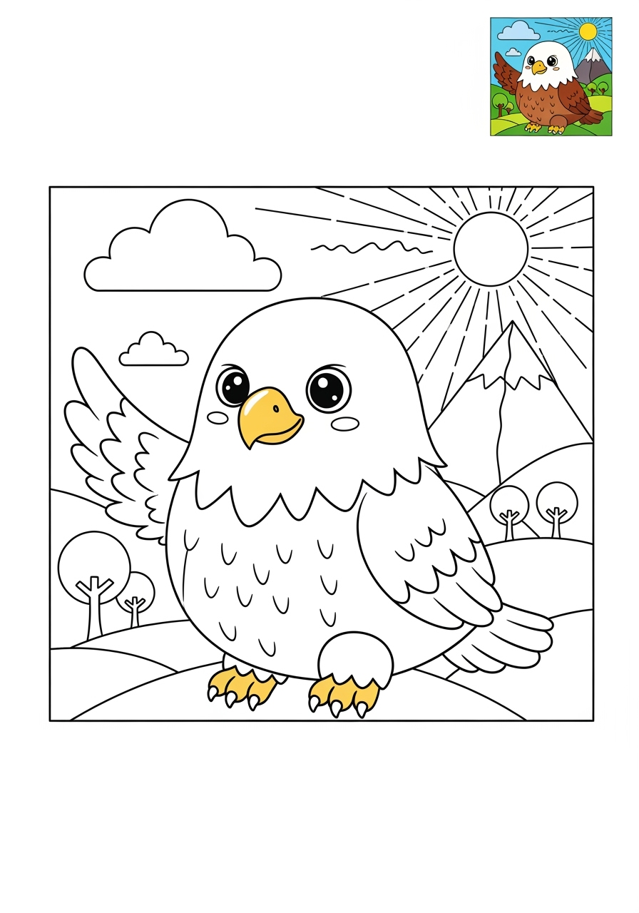 medium animals Birds eagle kids coloring page 1