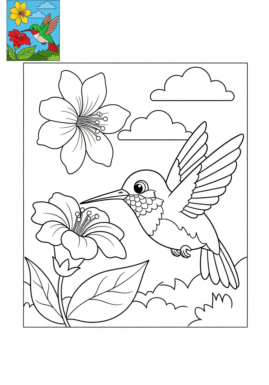 medium animals Birds hummingbird kids coloring page 0