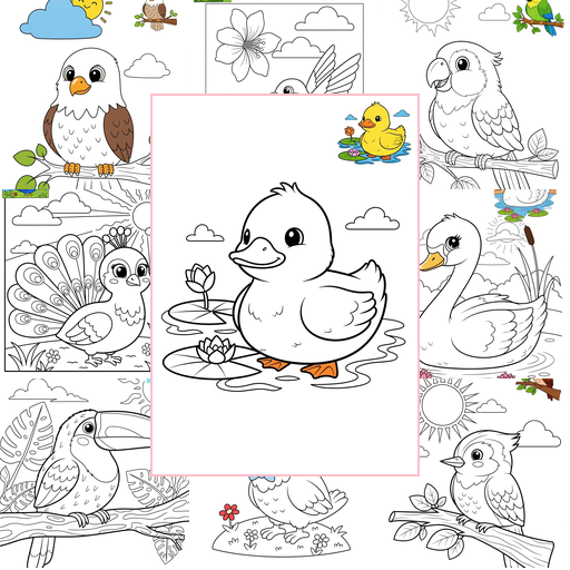 Medium Animals Birds Coloring Sheets Collections Thumbnail