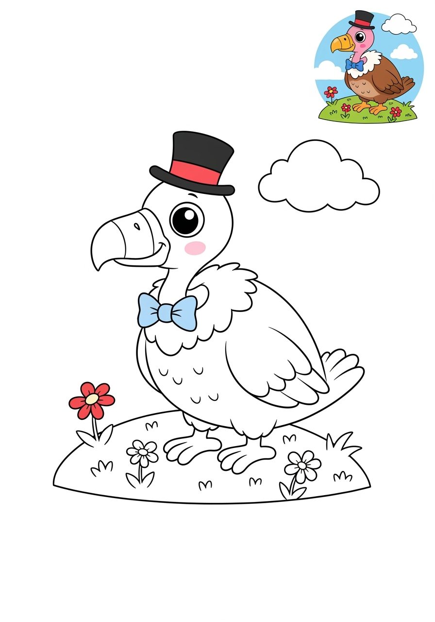 medium animals Birds vulture kids coloring page 0