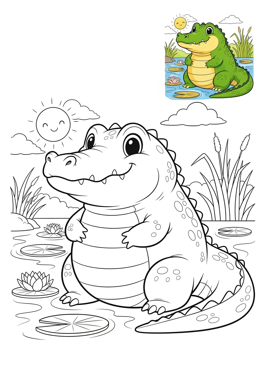 medium animals Reptiles & Amphibians alligator kids coloring page 0