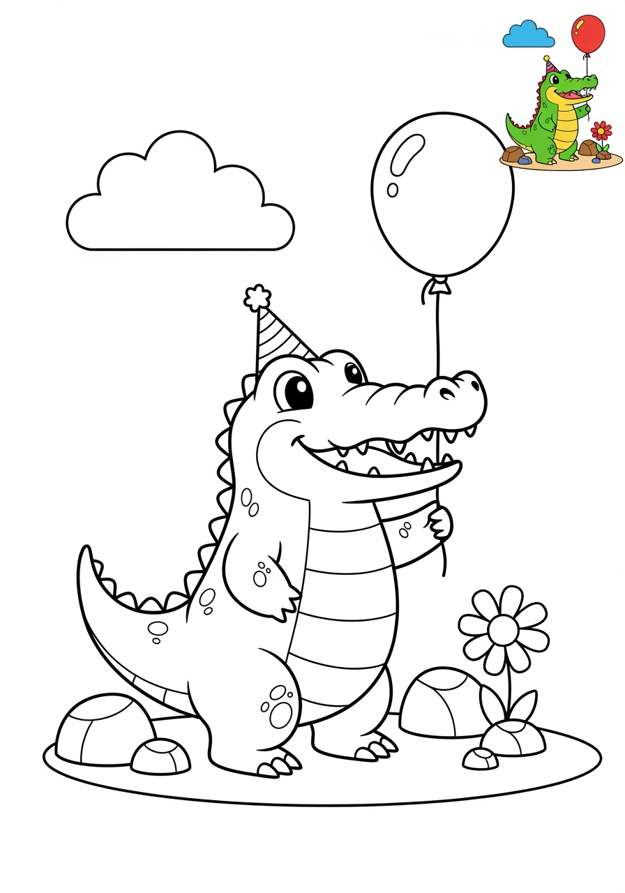 medium animals Reptiles & Amphibians crocodile kids coloring page 1