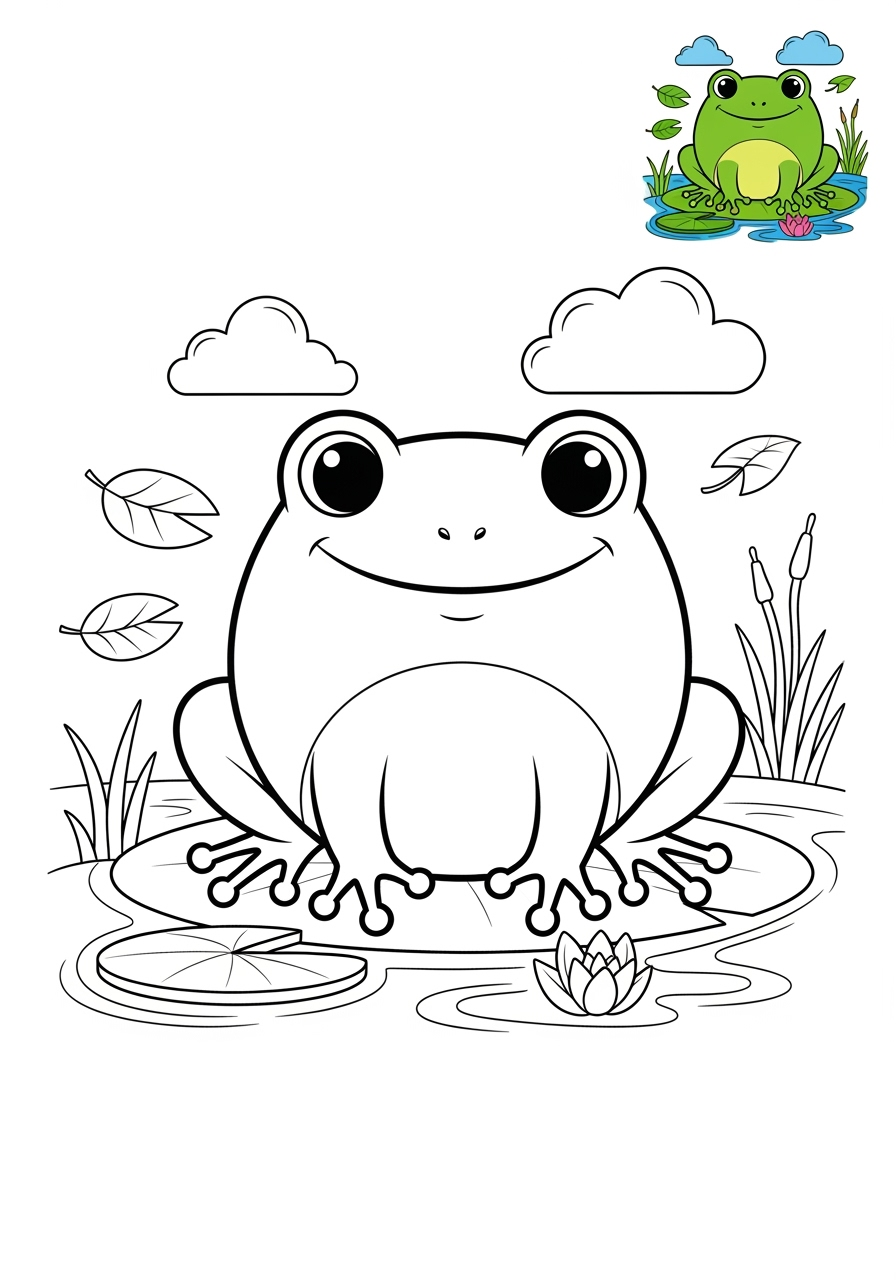 medium animals Reptiles & Amphibians frog kids coloring page 1