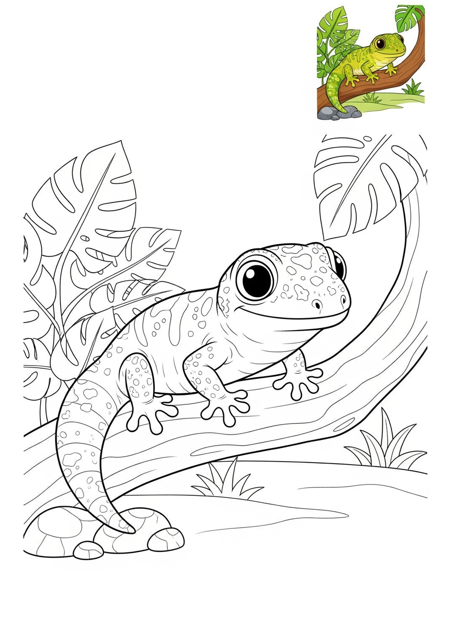 medium animals Reptiles & Amphibians gecko kids coloring page 0