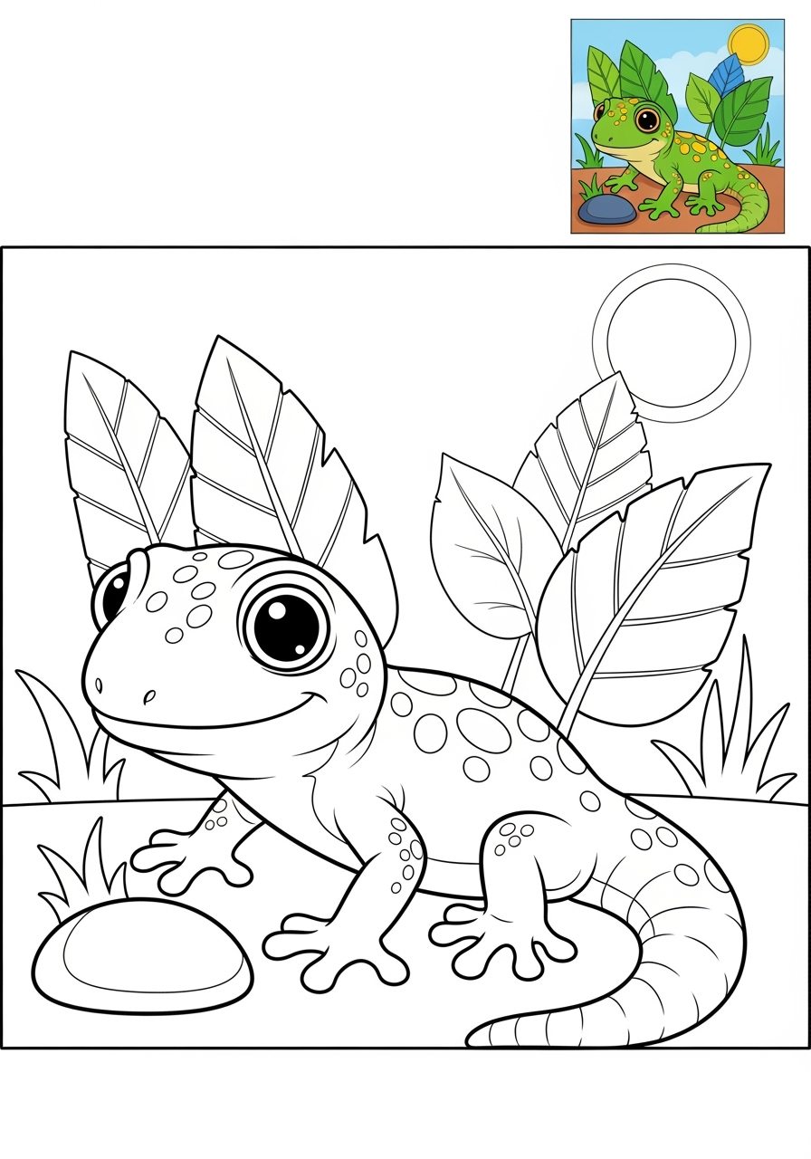 medium animals Reptiles & Amphibians gecko kids coloring page 1