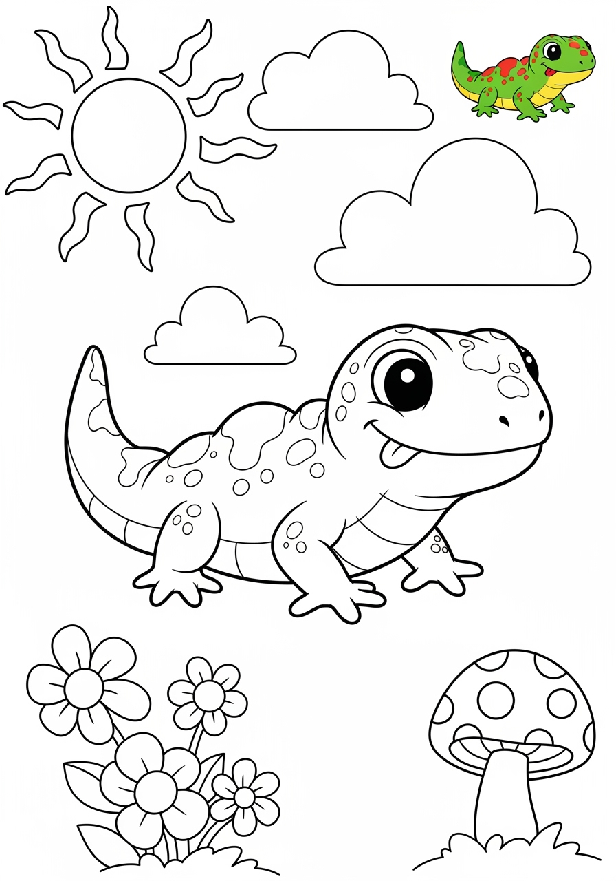 medium animals Reptiles & Amphibians lizard kids coloring page 0