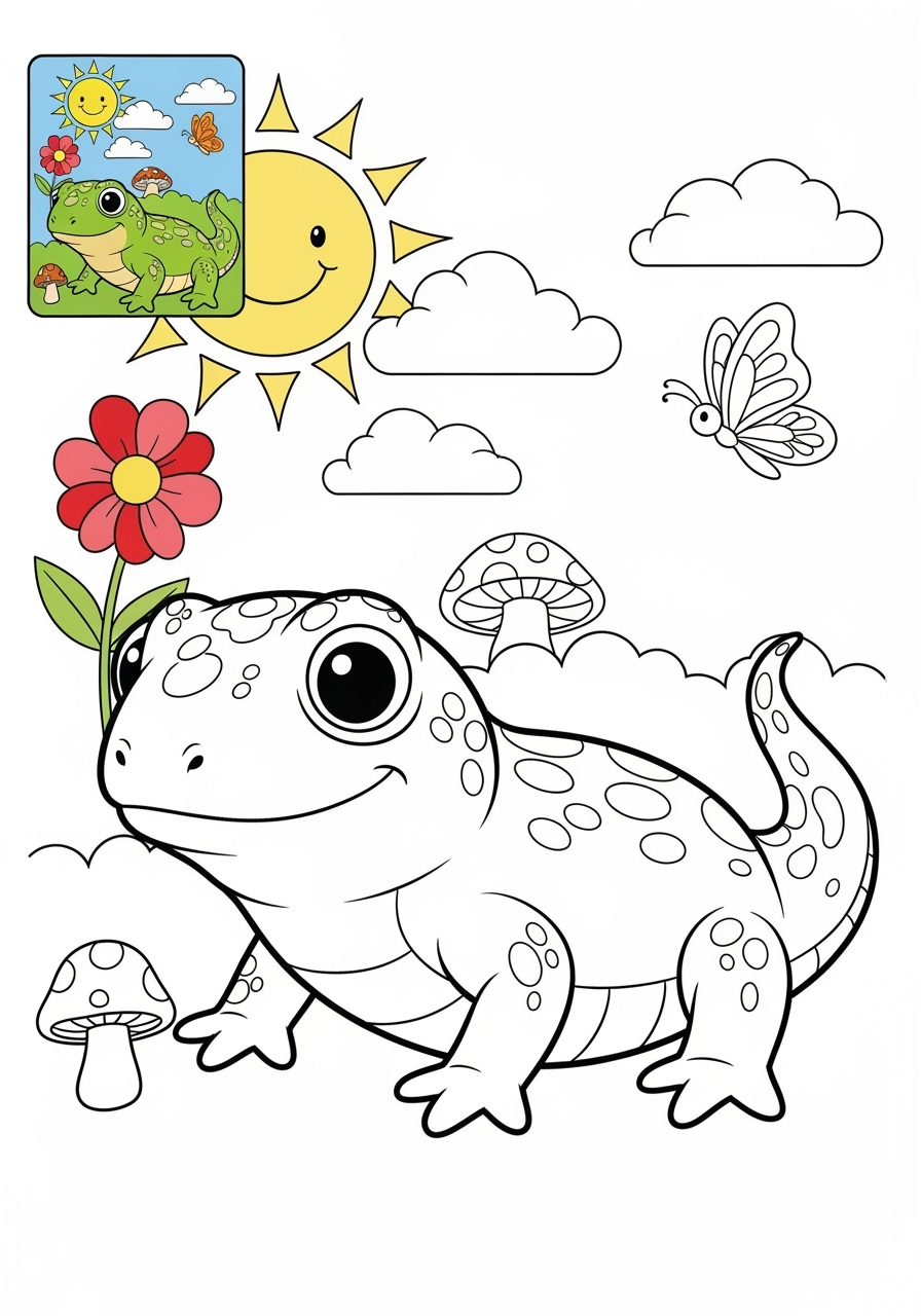 medium animals Reptiles & Amphibians lizard kids coloring page 1
