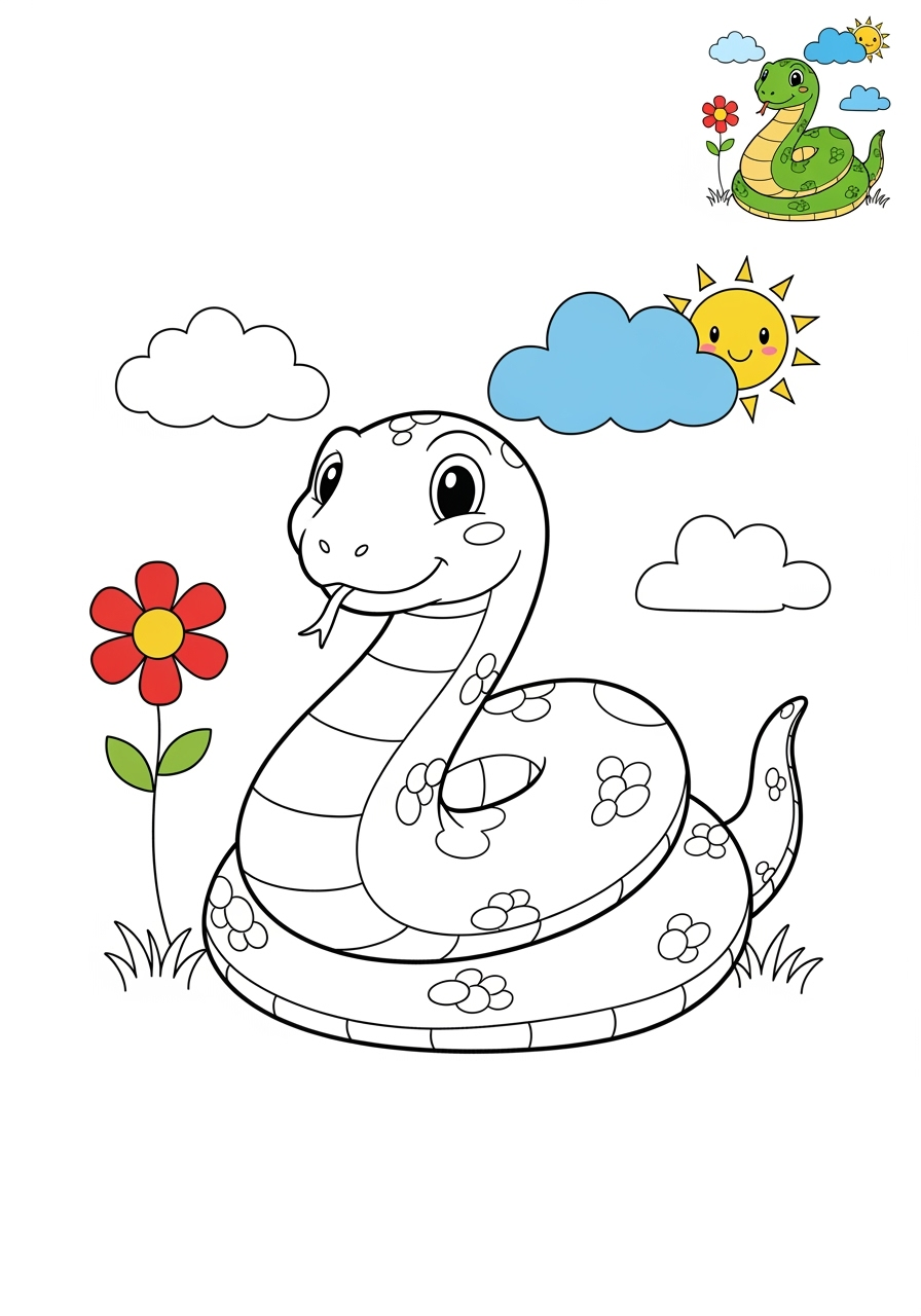 medium animals Reptiles & Amphibians snake kids coloring page 0