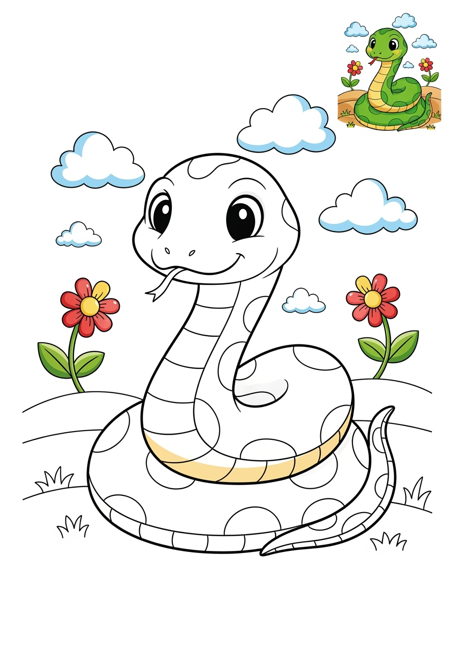 medium animals Reptiles & Amphibians snake kids coloring page 1