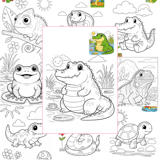 Medium Animals Reptiles & Amphibians Coloring Sheets Collections Thumbnail