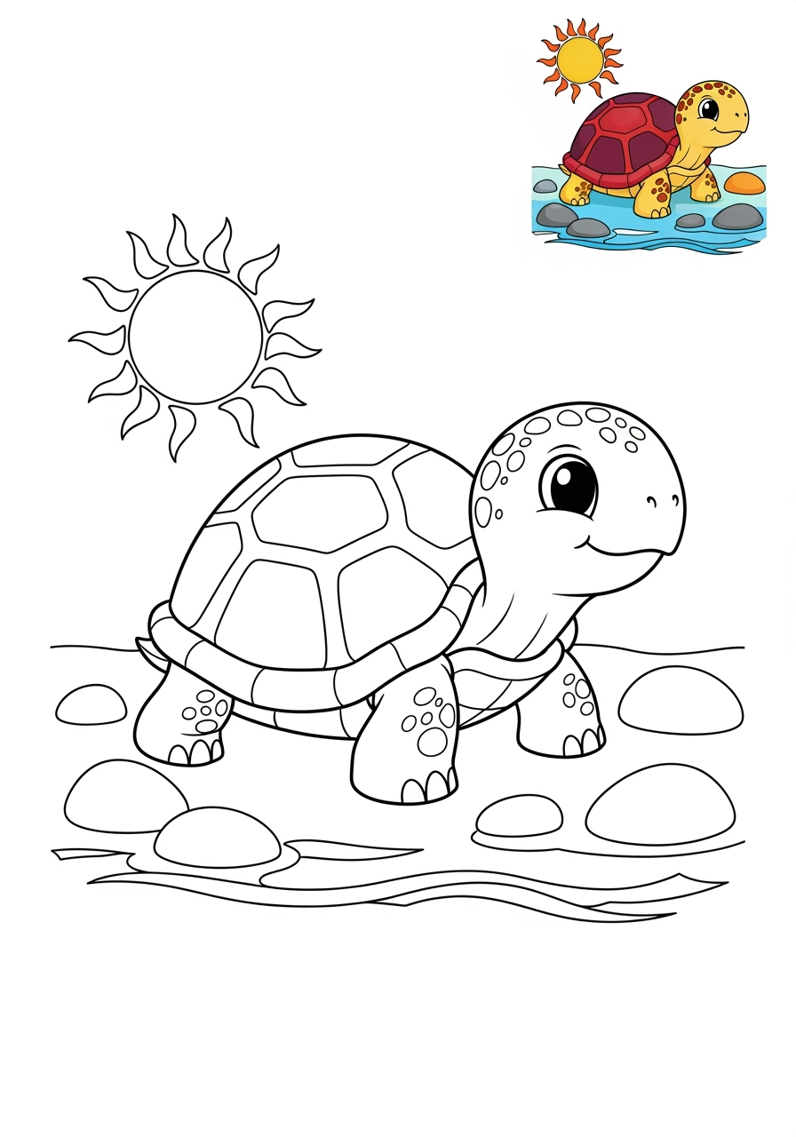 medium animals Reptiles & Amphibians turtle kids coloring page 0