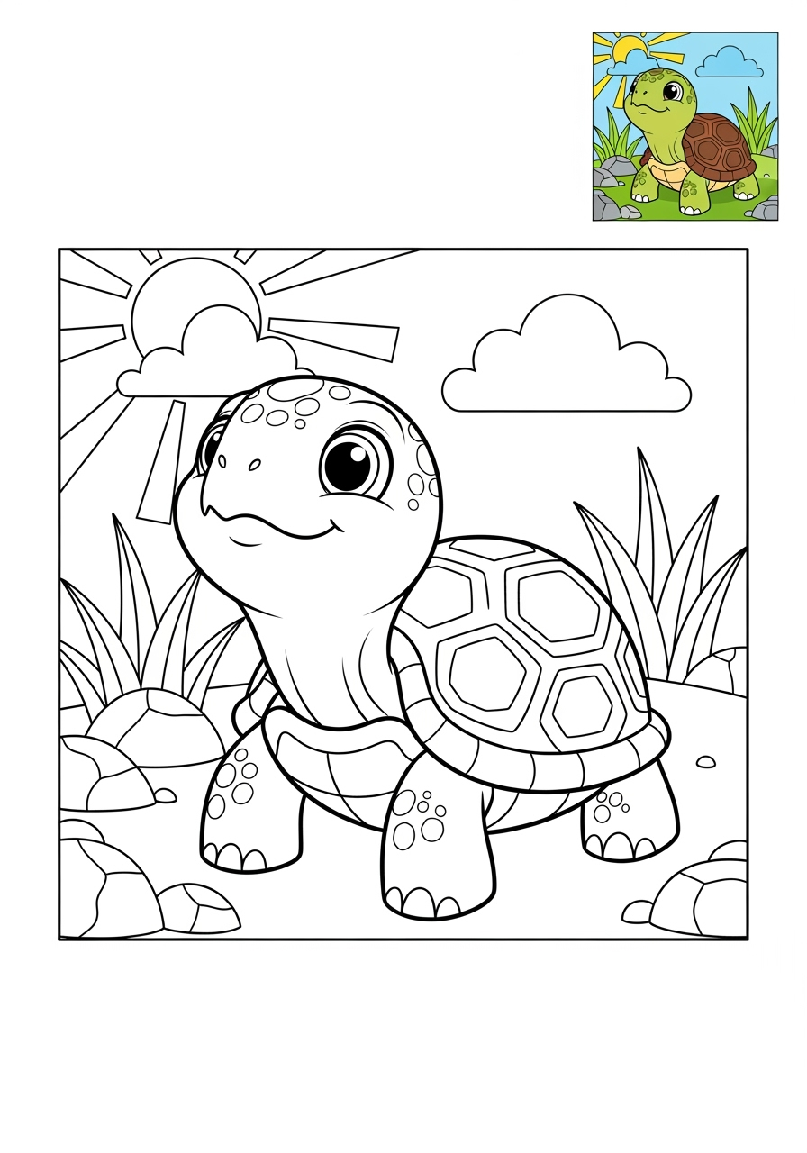 medium animals Reptiles & Amphibians turtle kids coloring page 1