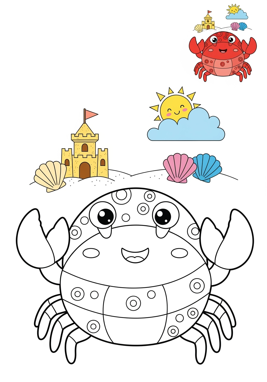 medium animals Marine Animals (Fish & Mammals) crab kids coloring page 0