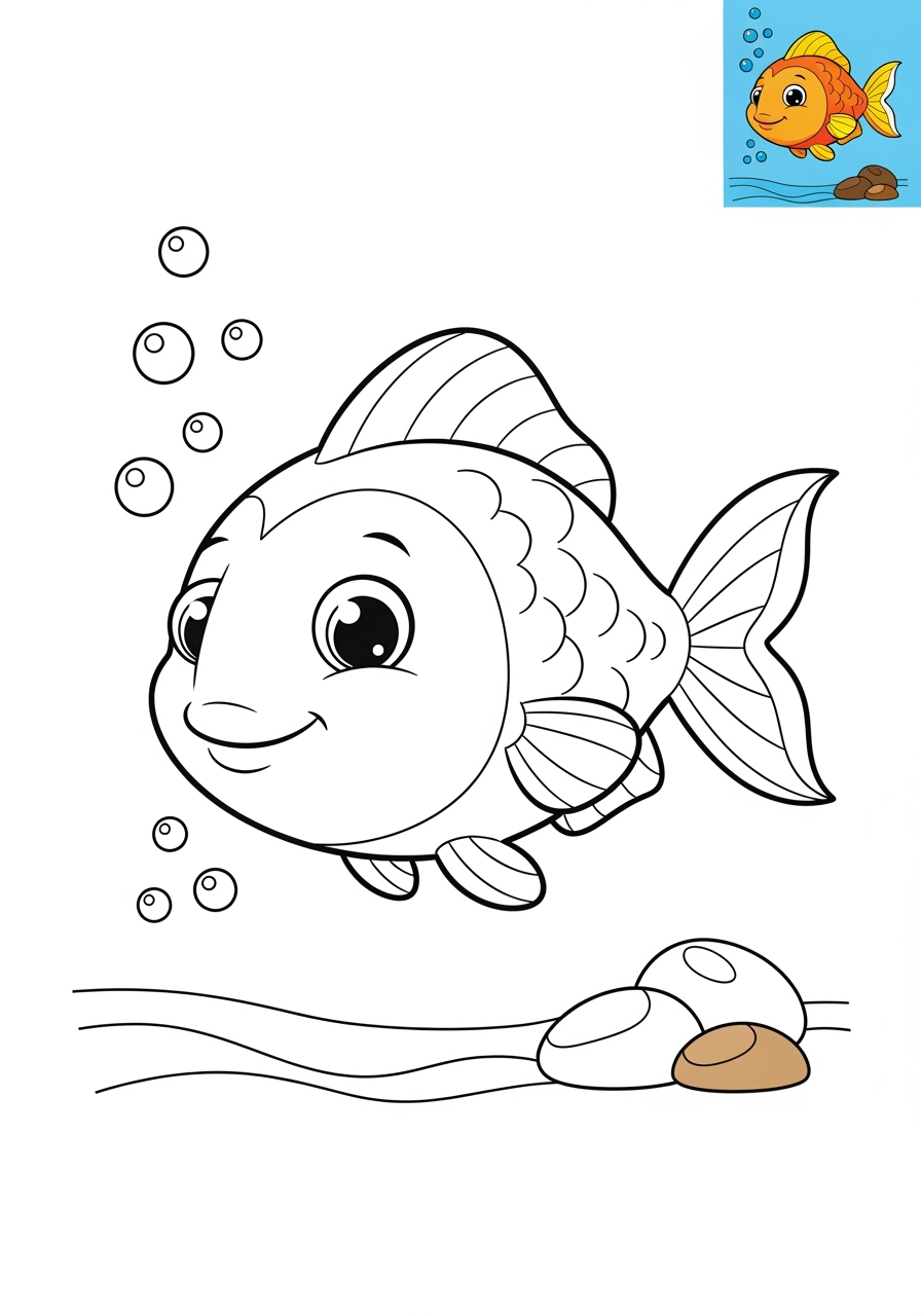 medium animals Marine Animals (Fish & Mammals) fish kids coloring page 0