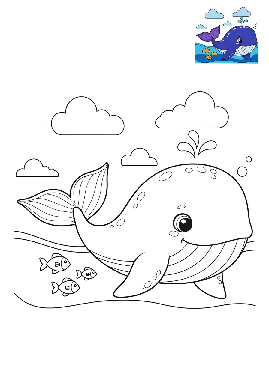 medium animals Marine Animals (Fish & Mammals) whale kids coloring page 0
