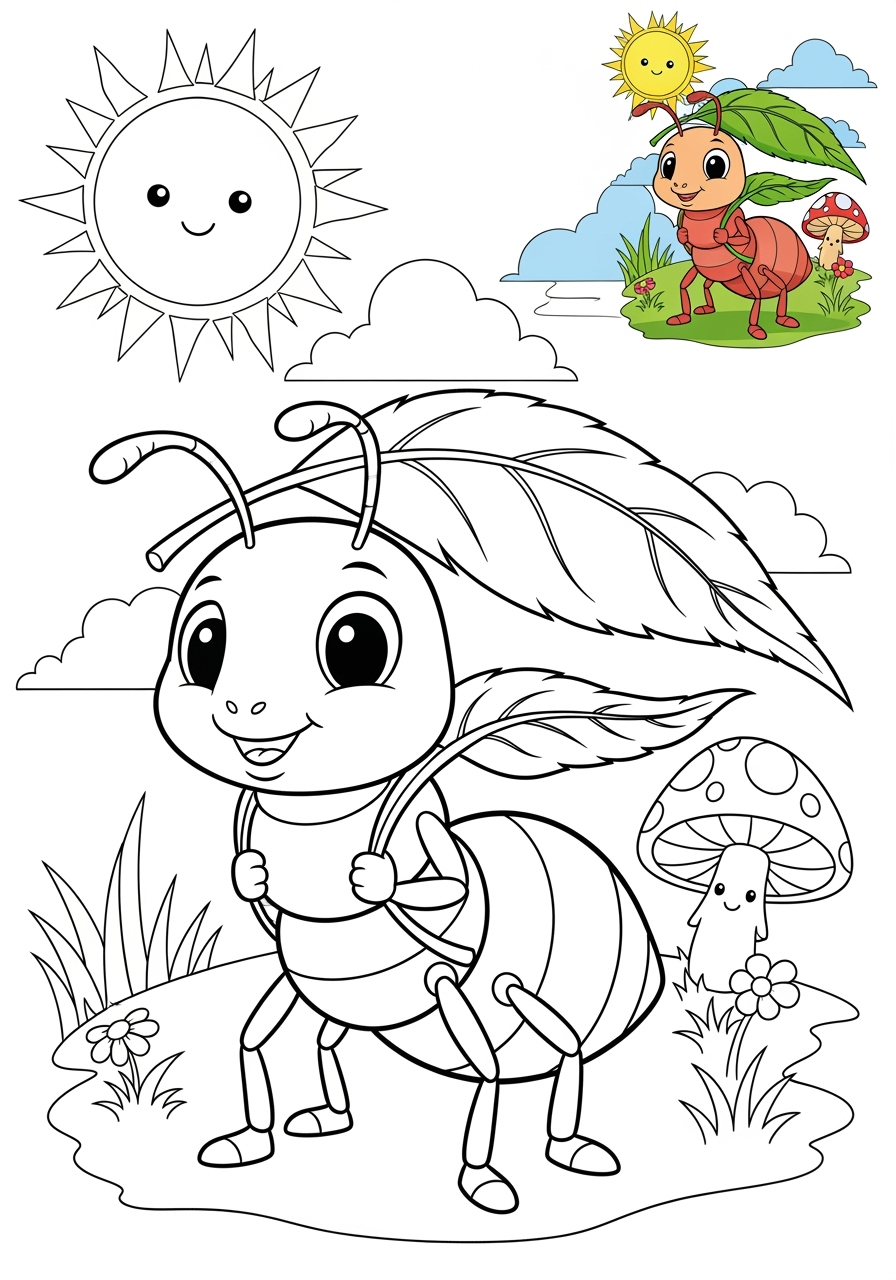 medium animals Insects & Arachnids ant kids coloring page 1
