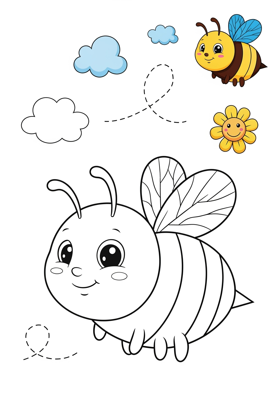 medium animals Insects & Arachnids bee kids coloring page 0