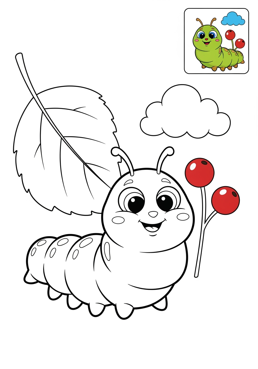 medium animals Insects & Arachnids caterpillar kids coloring page 0
