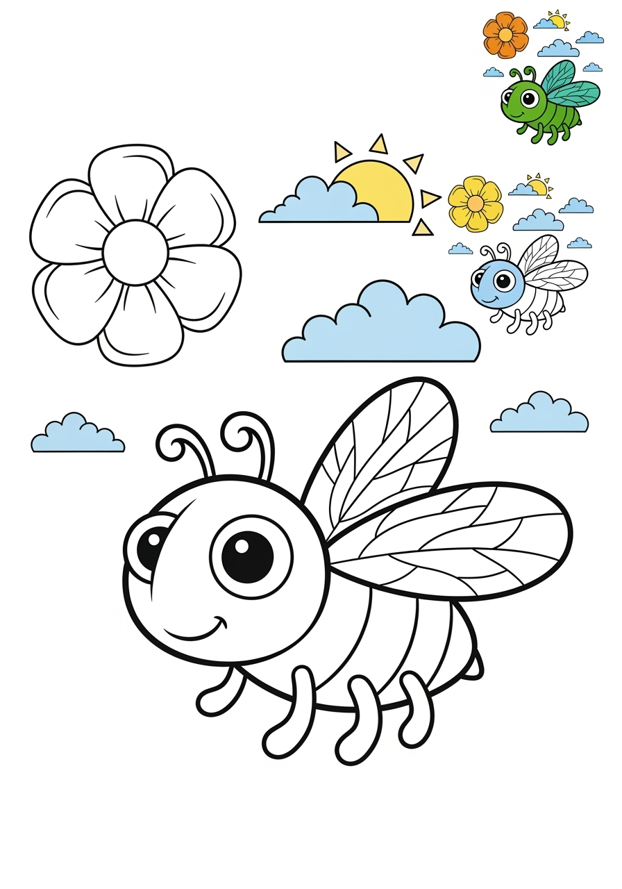 medium animals Insects & Arachnids fly kids coloring page 1