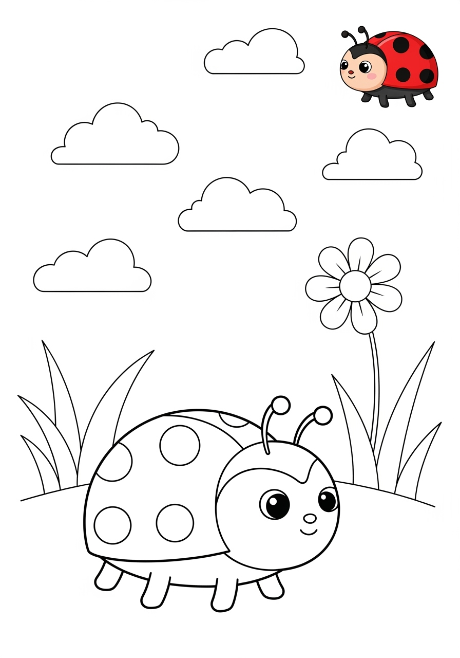 medium animals Insects & Arachnids ladybug kids coloring page 1