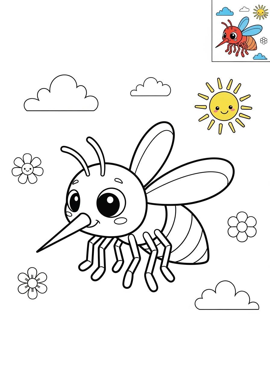 medium animals Insects & Arachnids mosquito kids coloring page 0