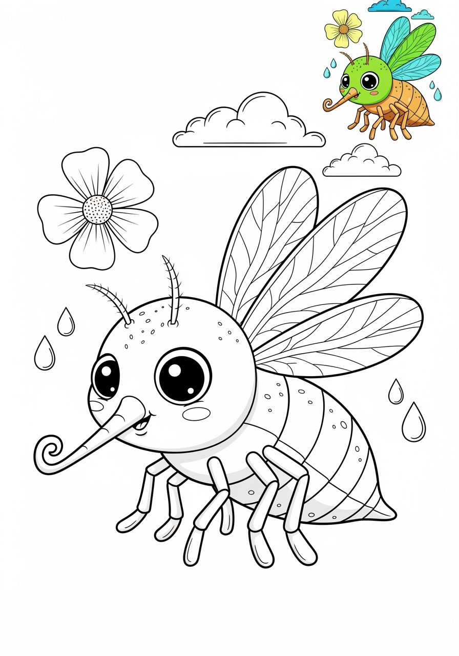 medium animals Insects & Arachnids mosquito kids coloring page 1