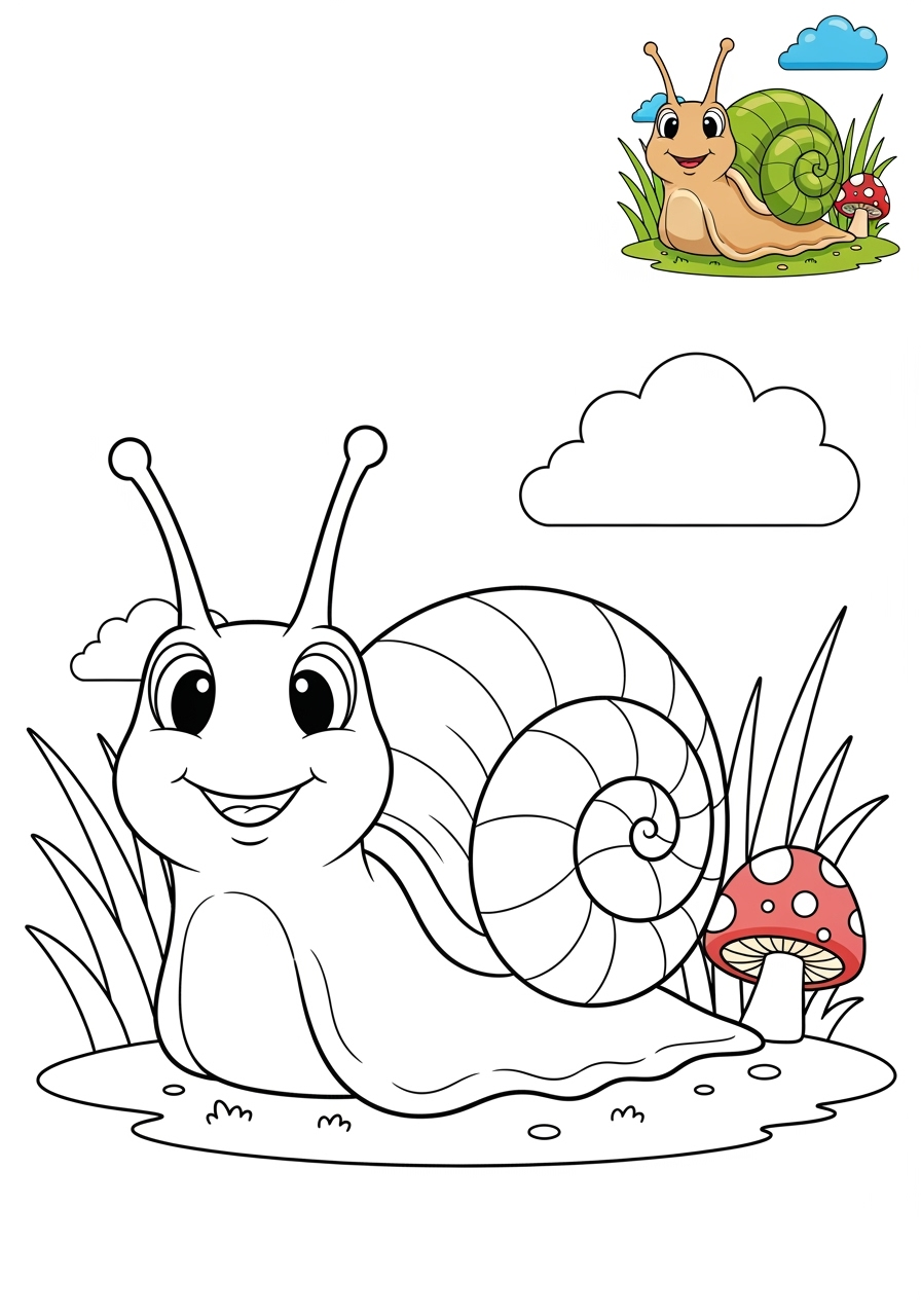 medium animals Insects & Arachnids snail kids coloring page 0