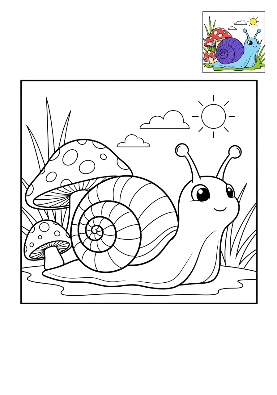 medium animals Insects & Arachnids snail kids coloring page 1