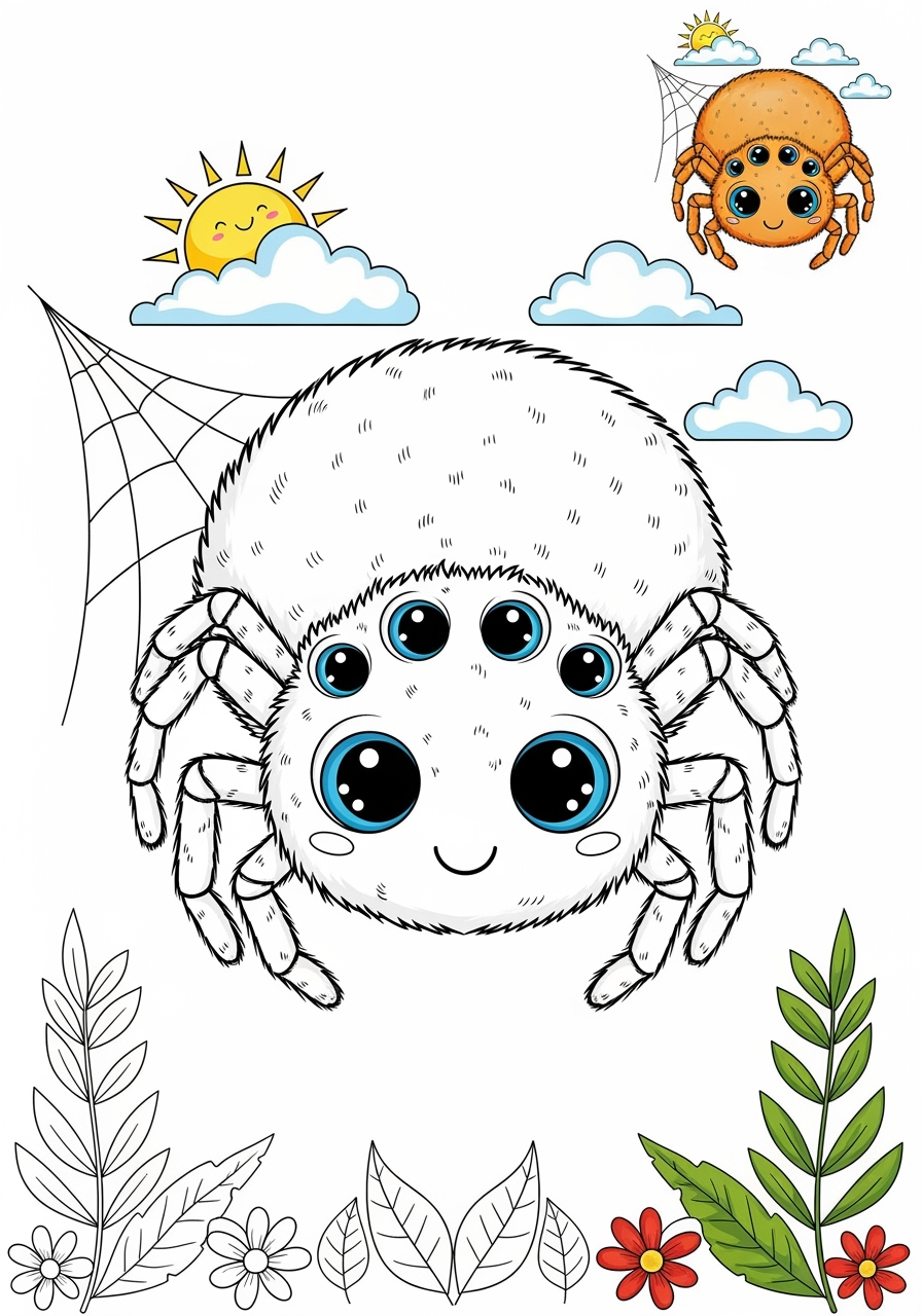 medium animals Insects & Arachnids spider kids coloring page 0