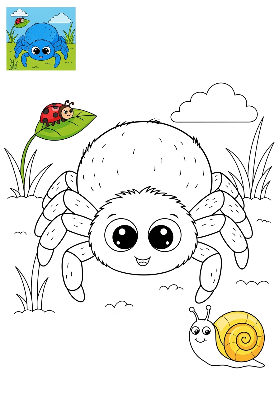 medium animals Insects & Arachnids spider kids coloring page 1