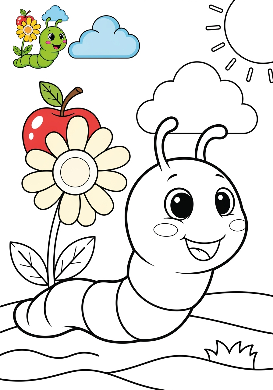 medium animals Insects & Arachnids worm kids coloring page 0