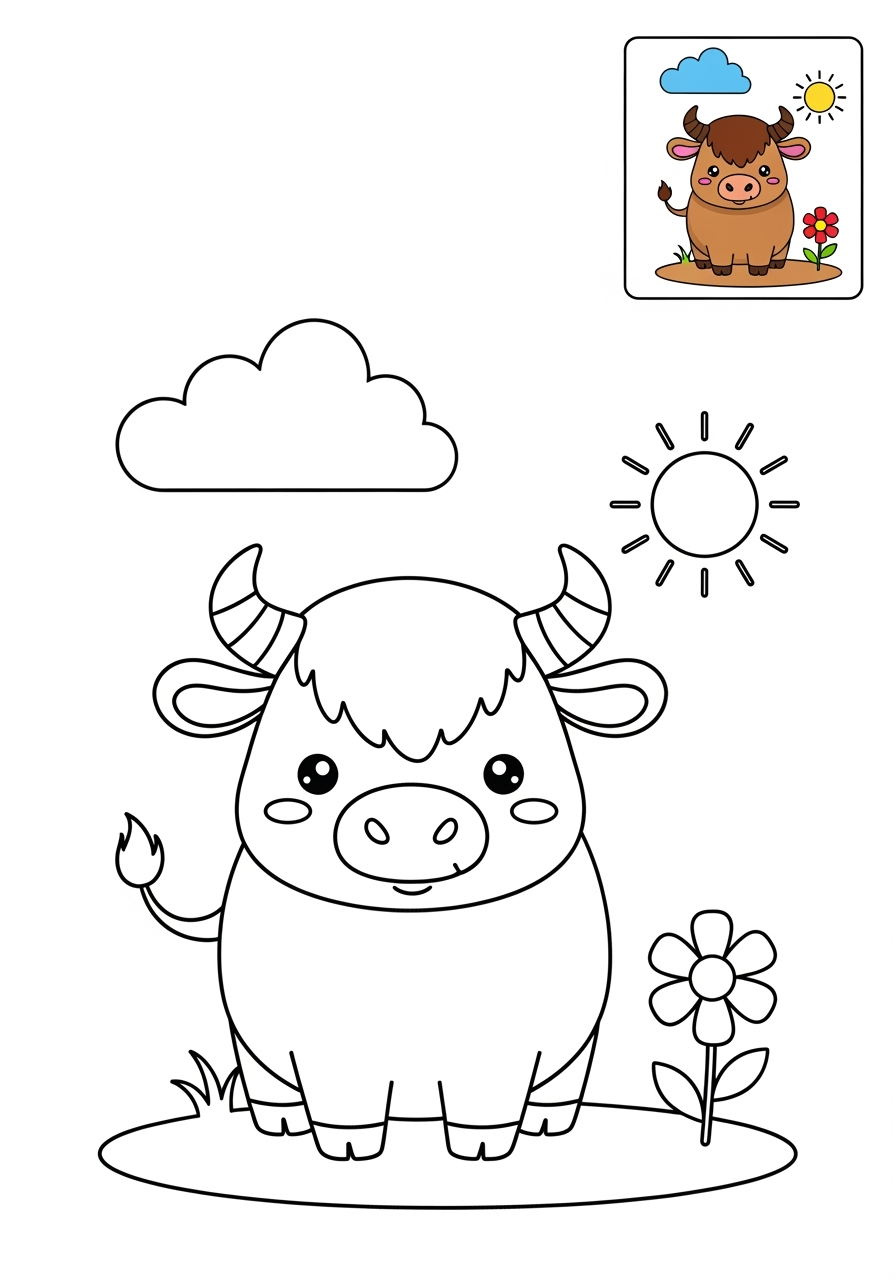medium animals African Wildlife buffalo kids coloring page 0