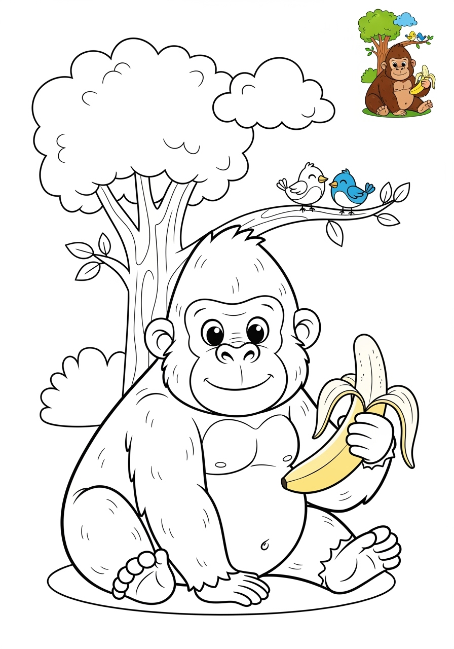 medium animals African Wildlife gorilla kids coloring page 0