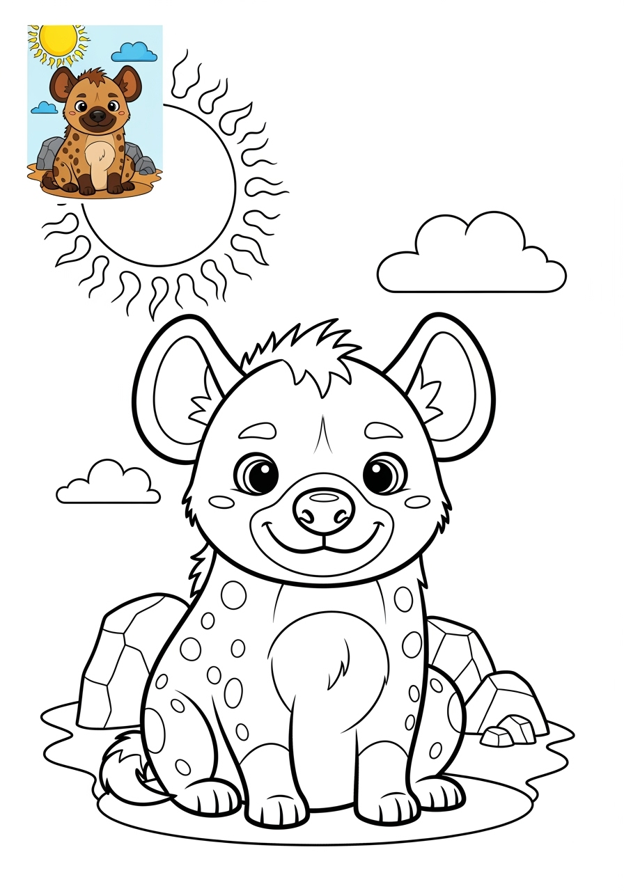 medium animals African Wildlife hyena kids coloring page 0