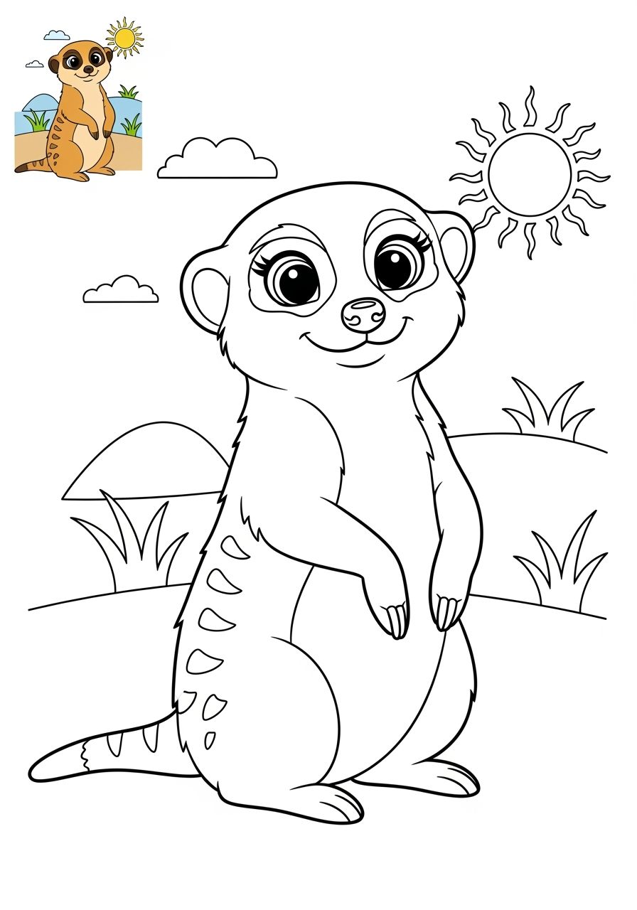 medium animals African Wildlife meerkat kids coloring page 0