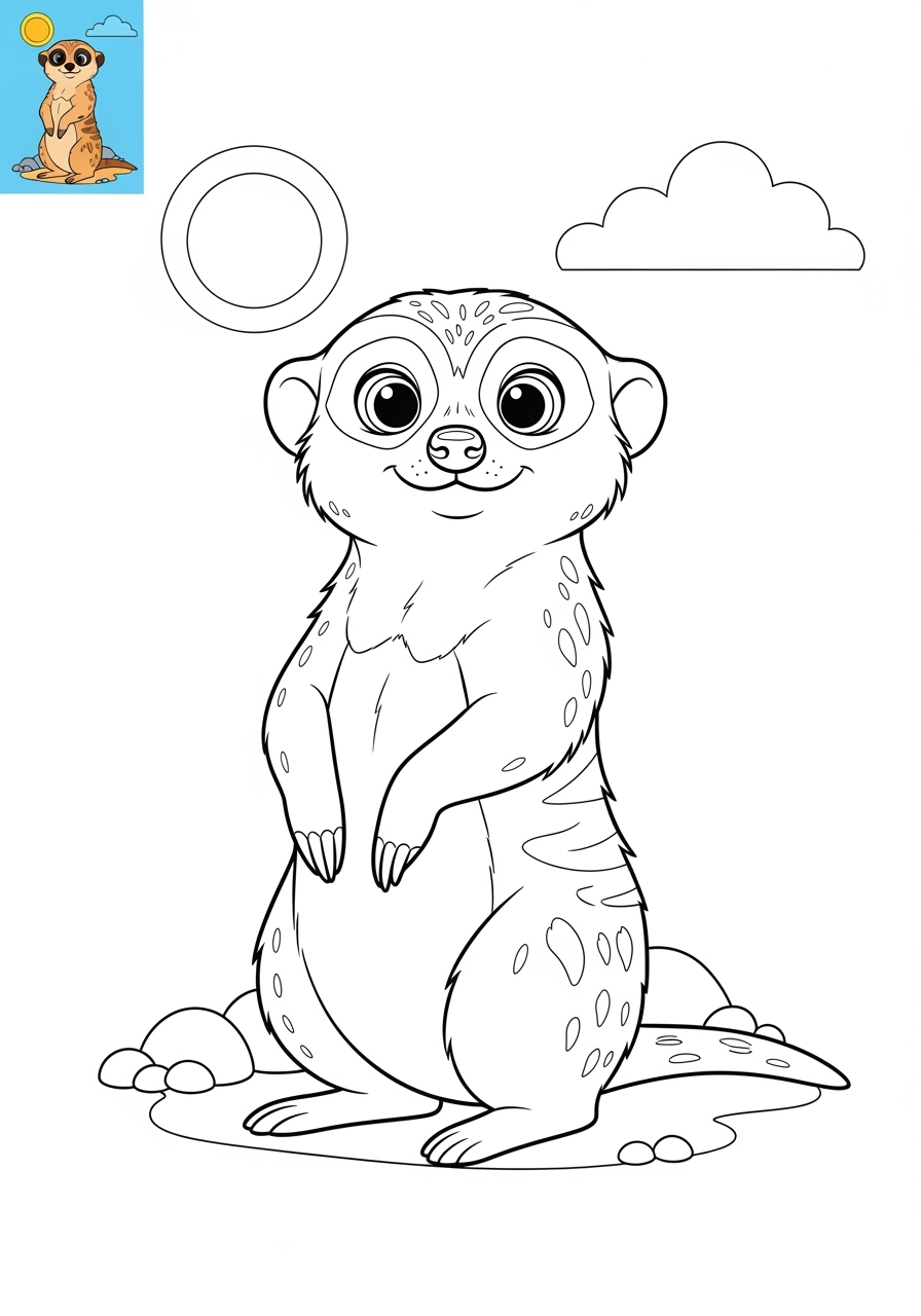 medium animals African Wildlife meerkat kids coloring page 1