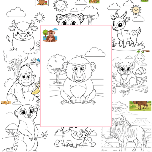 Medium Animals African Wildlife Coloring Sheets Collections Thumbnail
