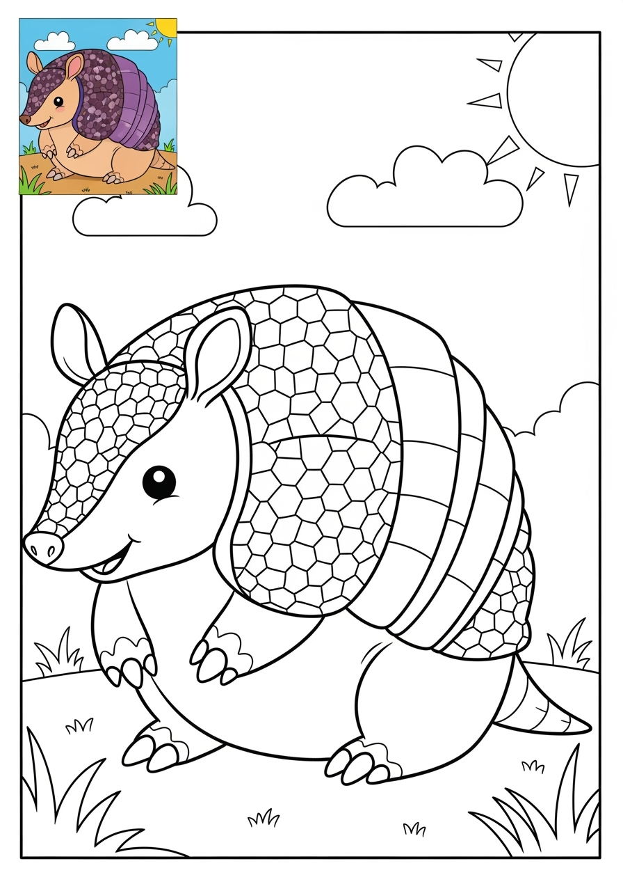 medium animals Arctic/Polar & Unique Birds/Marsupials armadillo kids coloring page 0