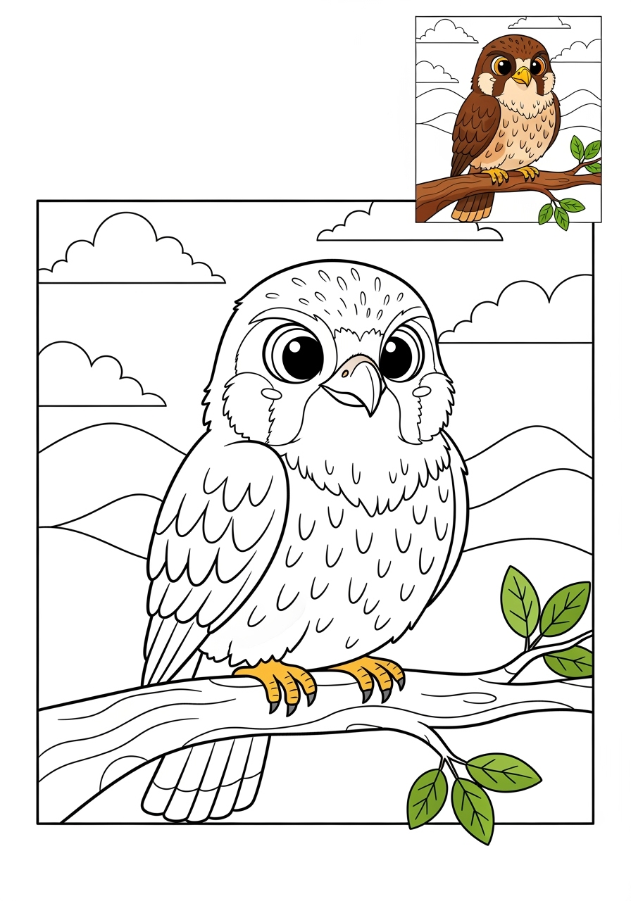 medium animals Arctic/Polar & Unique Birds/Marsupials falcon kids coloring page 0