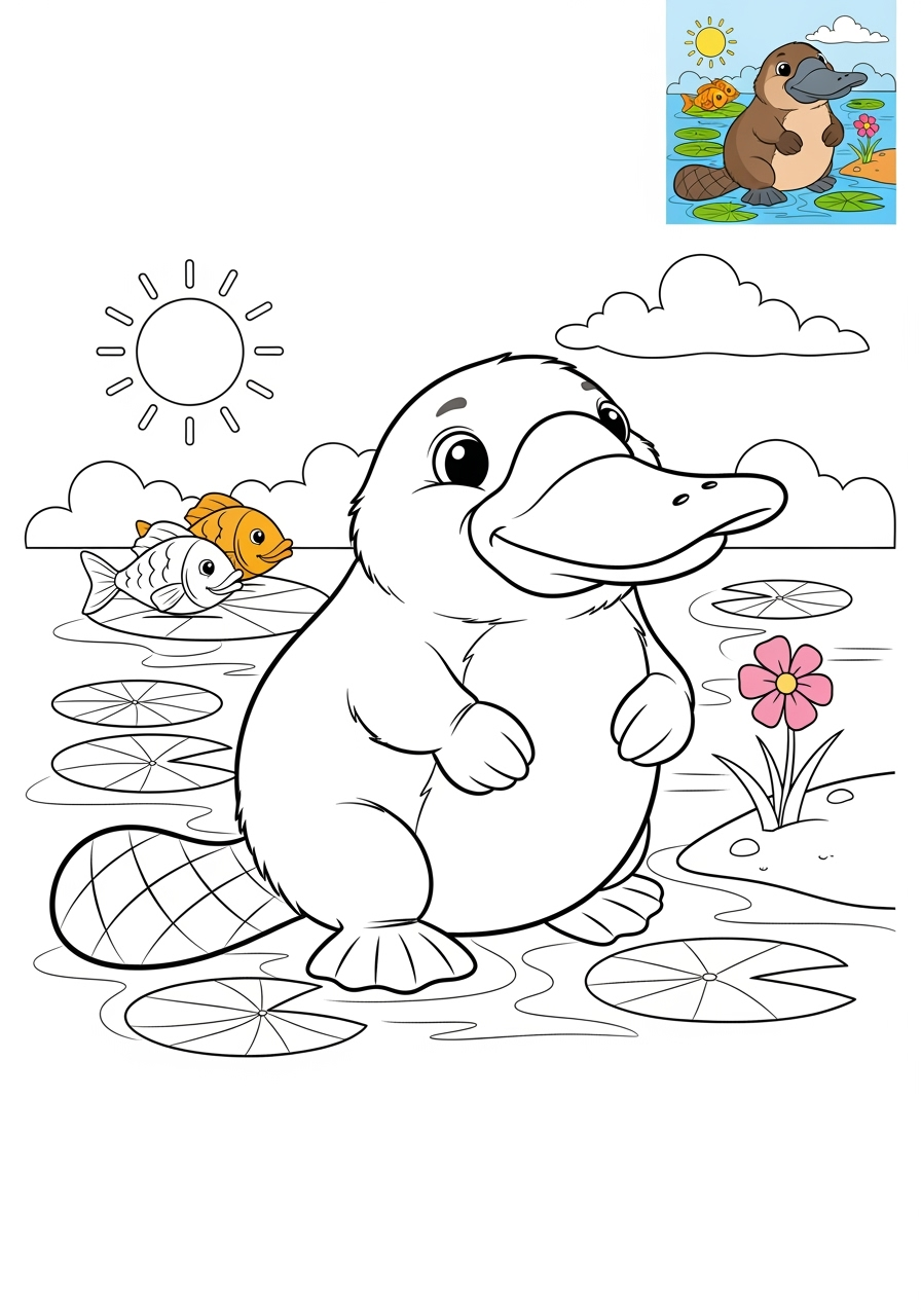 medium animals Arctic/Polar & Unique Birds/Marsupials platypus kids coloring page 0