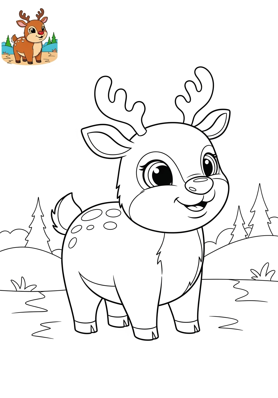 medium animals Arctic/Polar & Unique Birds/Marsupials reindeer kids coloring page 0