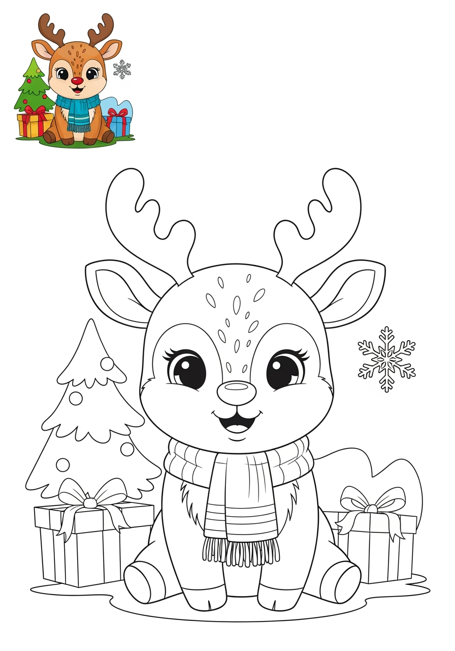 medium animals Arctic/Polar & Unique Birds/Marsupials reindeer kids coloring page 1