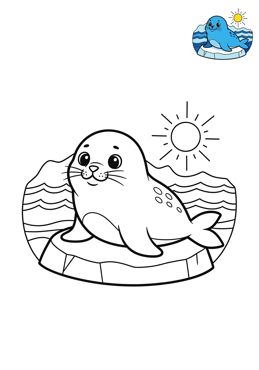 medium animals Arctic/Polar & Unique Birds/Marsupials seal kids coloring page 0