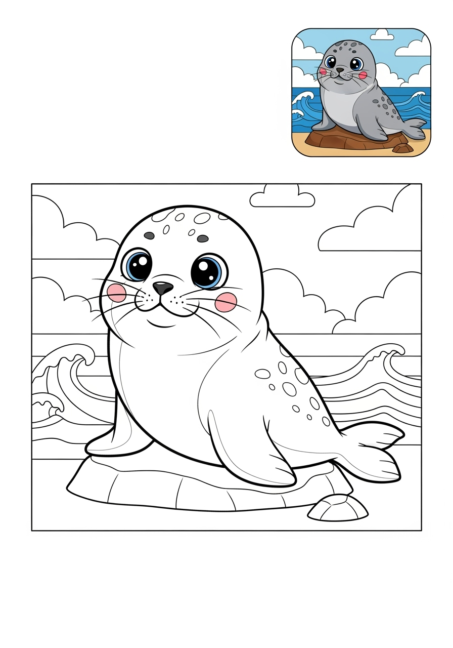 medium animals Arctic/Polar & Unique Birds/Marsupials seal kids coloring page 1